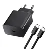 Kucni punjac BLUE STAR + Type C na Type C kabal 3A 25W sa PD i QC 4.0 funkcijom crni