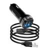 Auto punjac HOCO. Z40 2xUSB + kabal USB A na Type C 2,4A crni