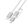 Hoco. kabal 2u1 U134 Type C na Type C / Lightning (Type C 60W / Lightning 27W) 1.2m sivi