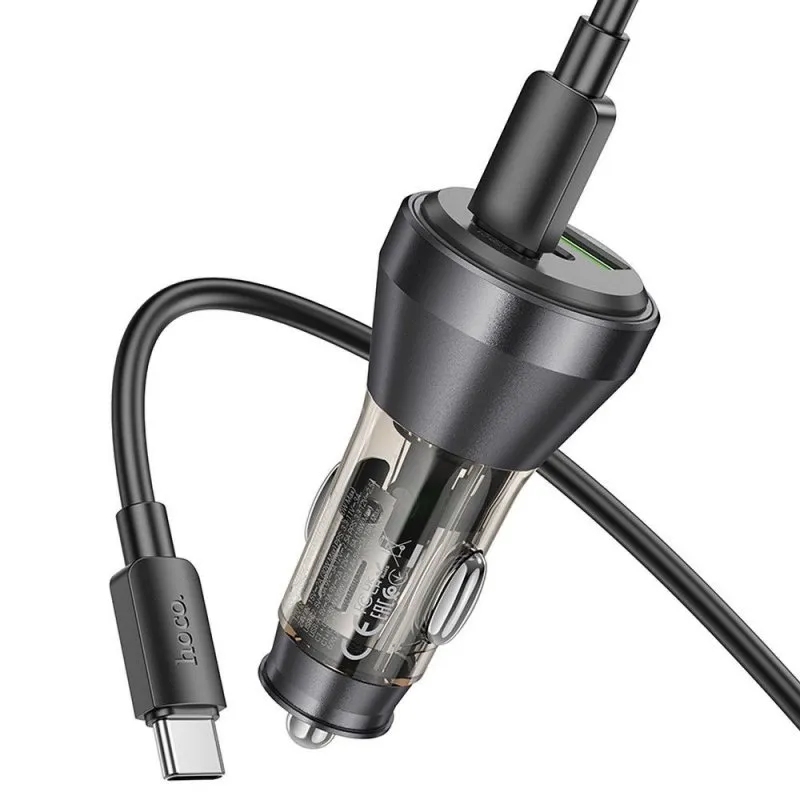 Auto punjac Hoco. NZ12D USB A + 2 x Type C + kabal Type C do Type C PD QC3.0 3A 60W crna