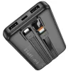 Power Bank Hoco. J118 10000 mAh with cables Type C + Lightning 2A crni