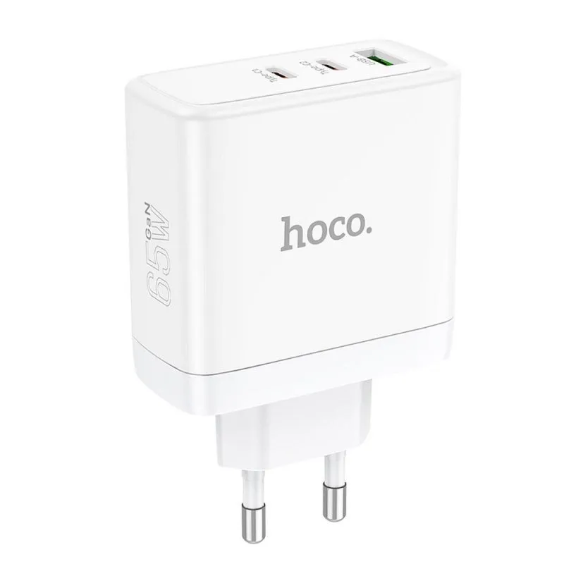 Kucni punjac (adapter) Hoco. N30 2 x Type C + USB A QC PD 65W GaN beli
