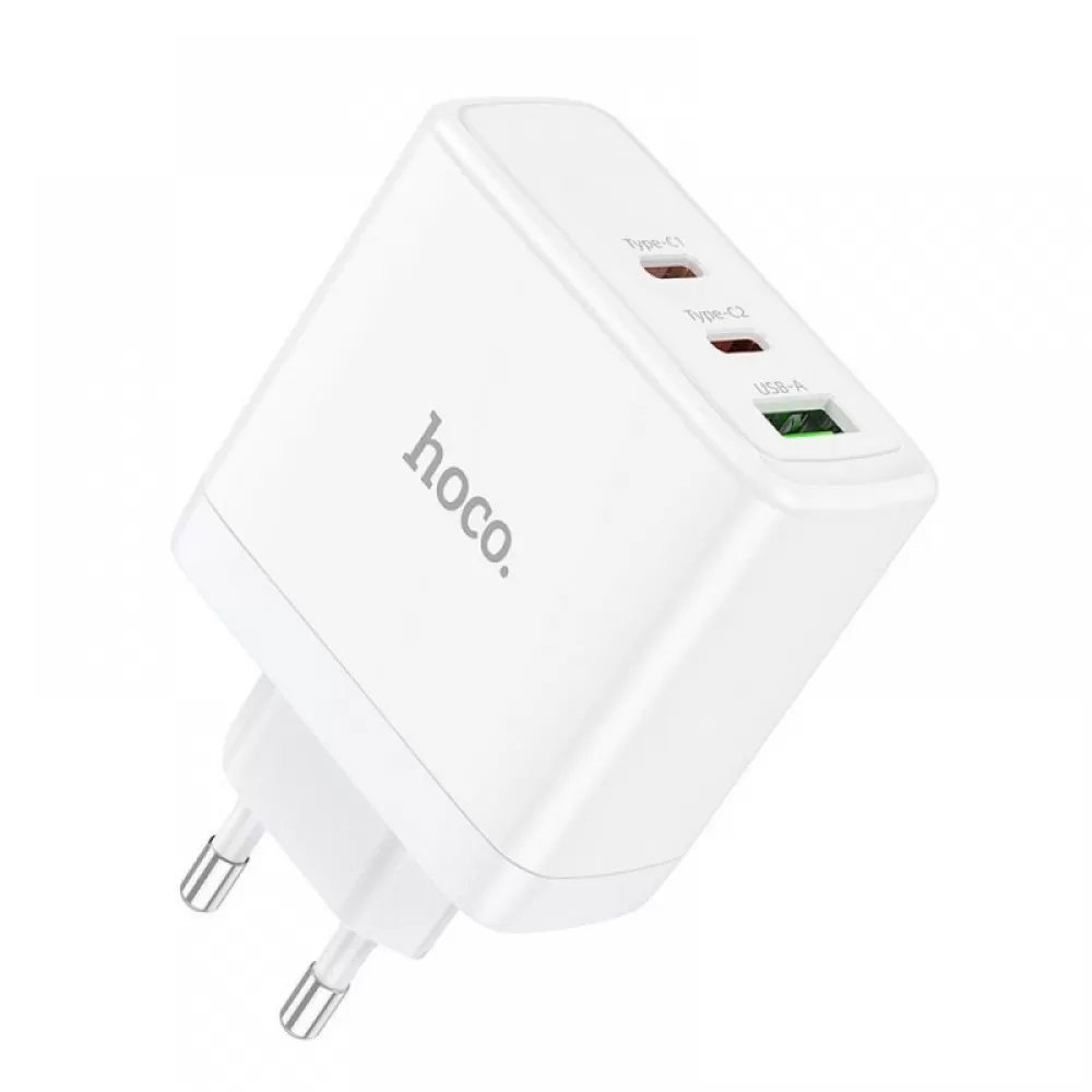 Kucni punjac (adapter) Hoco. N30 2 x Type C + USB A QC PD 65W GaN beli