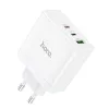 Kucni punjac (adapter) Hoco. N30 2 x Type C + USB A QC PD 65W GaN beli