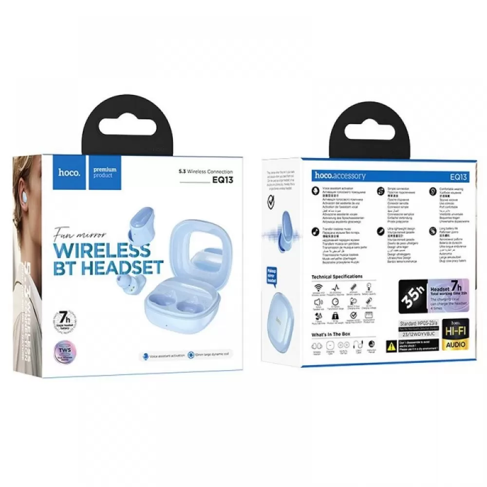 Bluetooth slusalice Hoco. TWS EQ13 plava