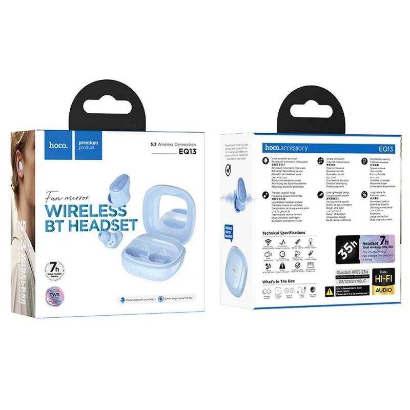 Bluetooth slusalice Hoco. TWS EQ13 plava