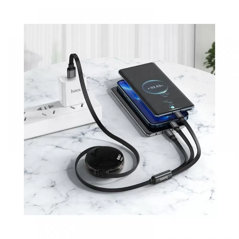 Hoco kabal 3in1 USB A na Lightning/Micro USB/Type C 2A X78 1m crni