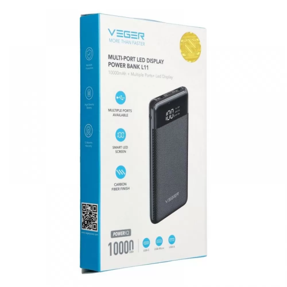 Power Bank VEGER 10 000 mAh L11 (W1087) crni