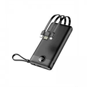 Power Bank VEGER 10 000 mAh sa ugradjenim kablovima Micro USB / Type C / Lightning C10 (W1116) crni