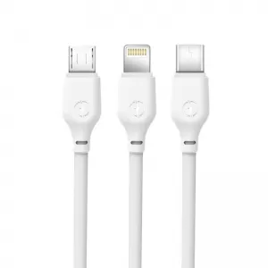XO kabal NB103 3in1 USB - Lightning + USB-C + microUSB 1,0 m 2,1A beli