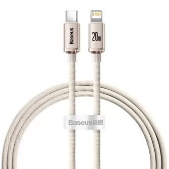 USB kabal Baseus Crystal Shine USB-C na Lightning 1,2m 20W roze