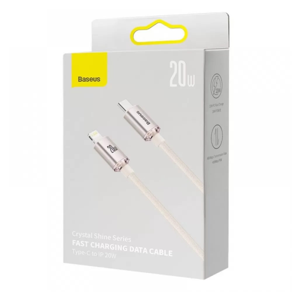 USB kabal Baseus Crystal Shine USB-C na Lightning 1,2m 20W roze