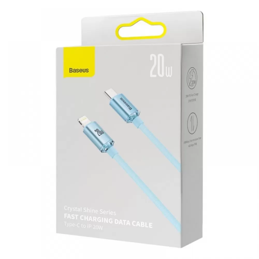 USB kabal Baseus Crystal Shine USB-C na Lightning 2m 20W svetlo plavi