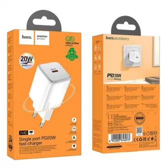 Hoco kucni punjac adapter N40 Type C QC PD 20W beli