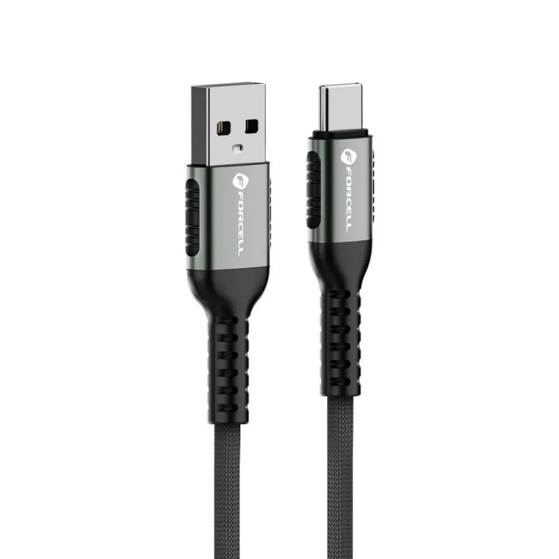FORCELL kabal (kabl) F-ENERGY C256 USB A na Type C QC3.0 3A 66W 1,2 m crni
