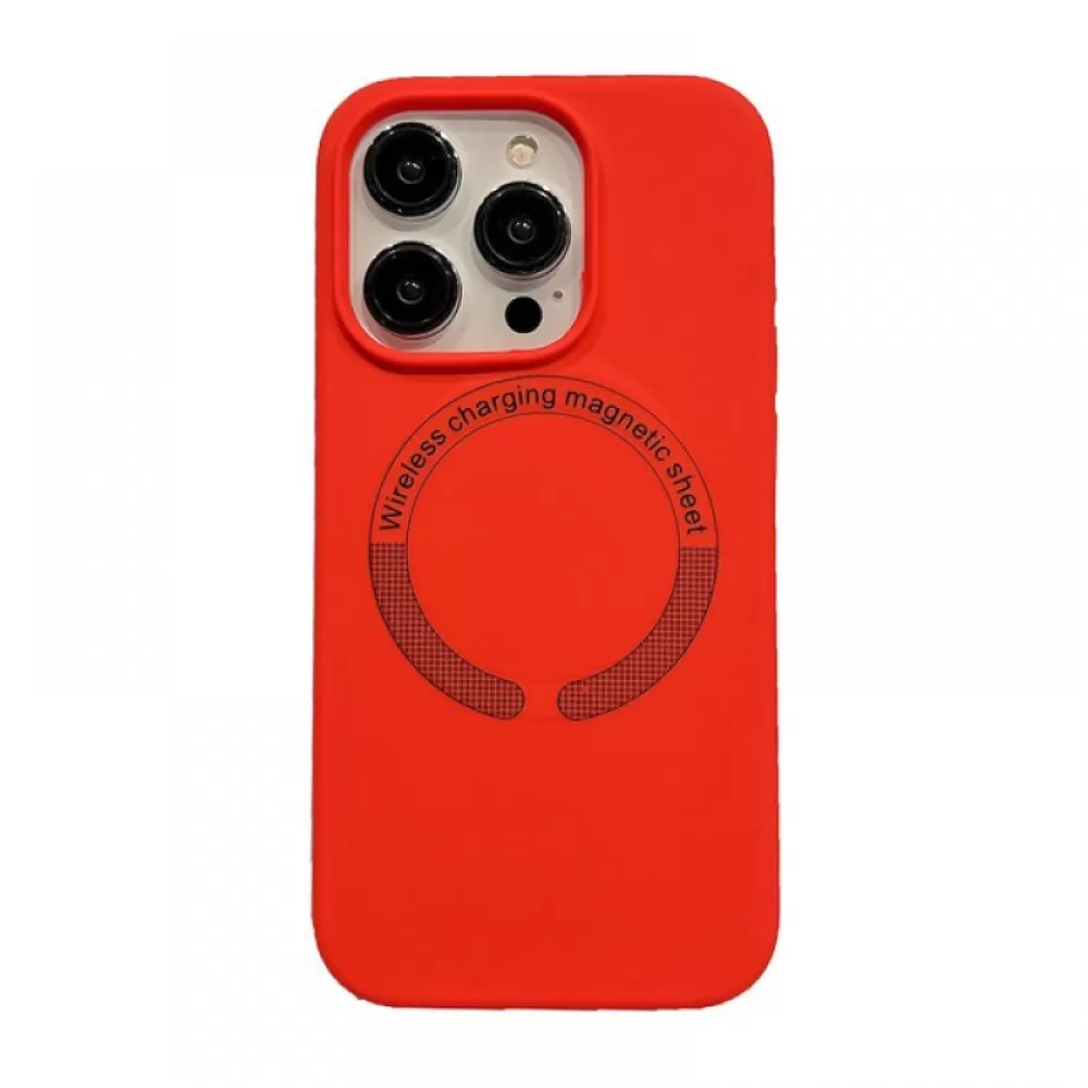 Futrola LEATHER CASE SILIKON MAGSAFE za iPhone 14 (6.1) crvena