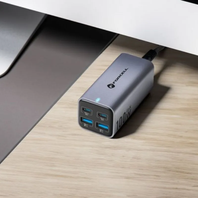 Stoni punjac FORCELL F-Energy GaN III VT-49 2 x Type C + 2 x USB A PD QC4.0 SFC2.0 5A 100W