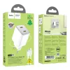 Hoco kucni punjac adapter N42 2 x Type C + kabl Type C na Lightning PD QC 45W GaN beli