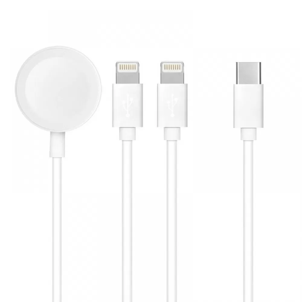 Kabl (kabal) 3in1 Type C na 2 x Lightning / Apple Watch 3W 2A C3168 1,2 m beli