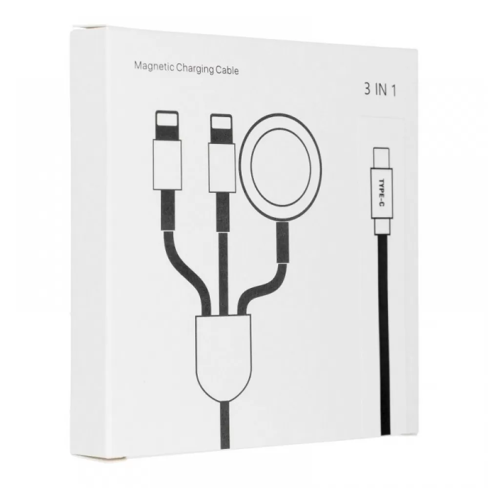 Kabl (kabal) 3in1 Type C na 2 x Lightning / Apple Watch 3W 2A C3168 1,2 m beli