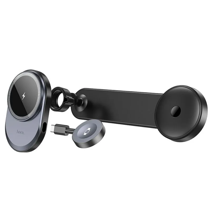 Auto drzac Hoco. HW28 2in1 (za kontrolnu tablu) sa bezicnim punjenjem 15W crni