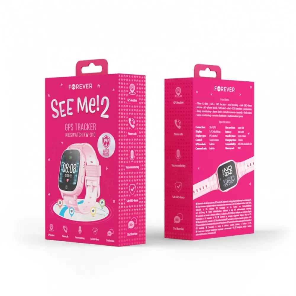 Forever pametni sat za decu GPS WiFi Kids See Me 2 KW-310 pink