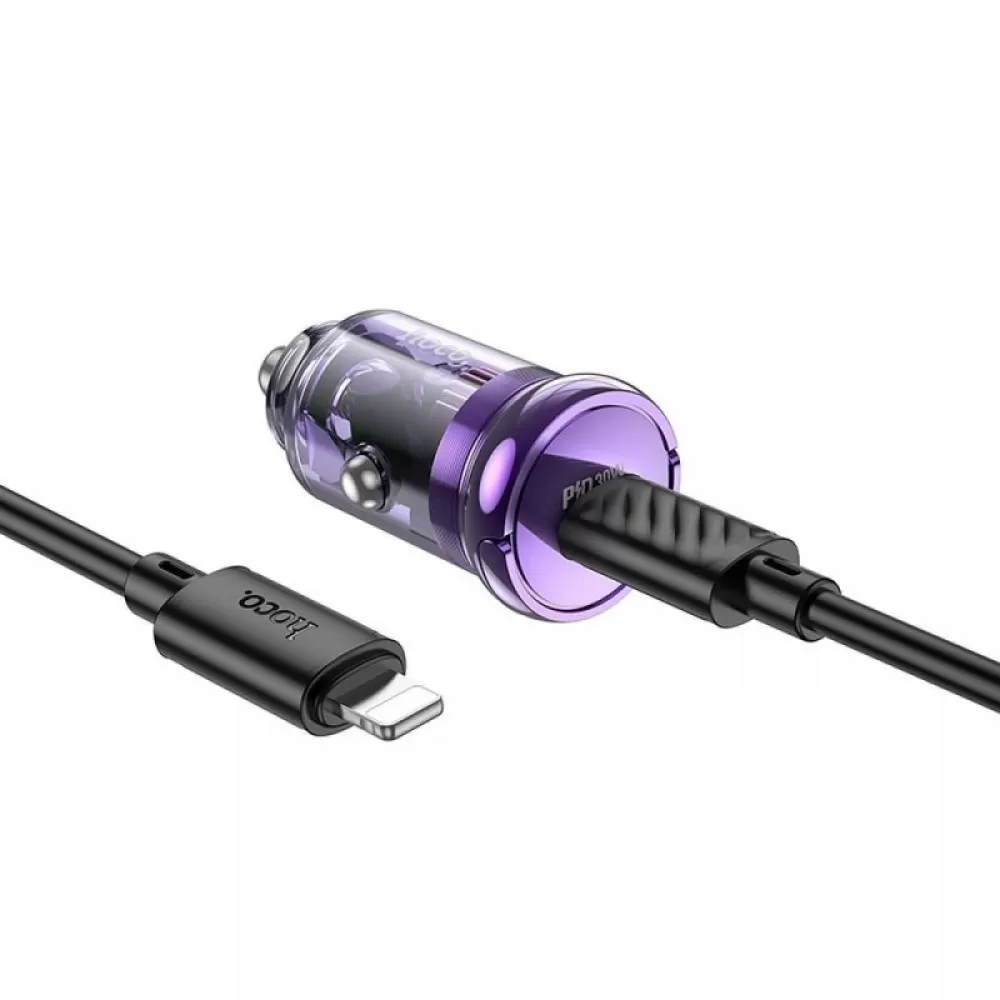 HOCO auto punjac Type C + kabl Type C na Lightning PD QC3.0 30W Z53 ljubicasti
