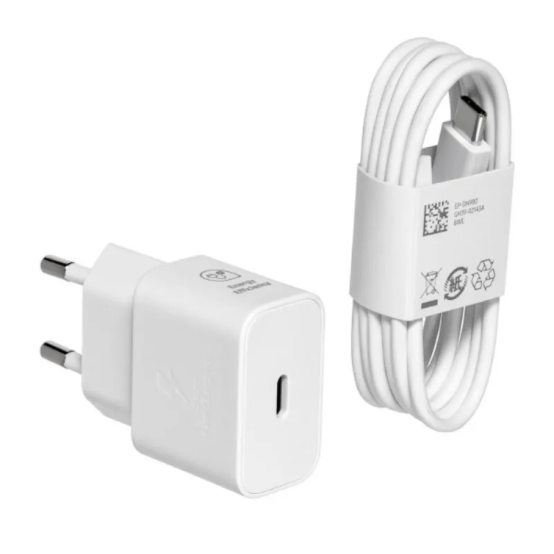Kucni punjac Samsung 25W, 3A, 1 x USB-C, sa USB-C kablom EP-T2510XWEGEU beli