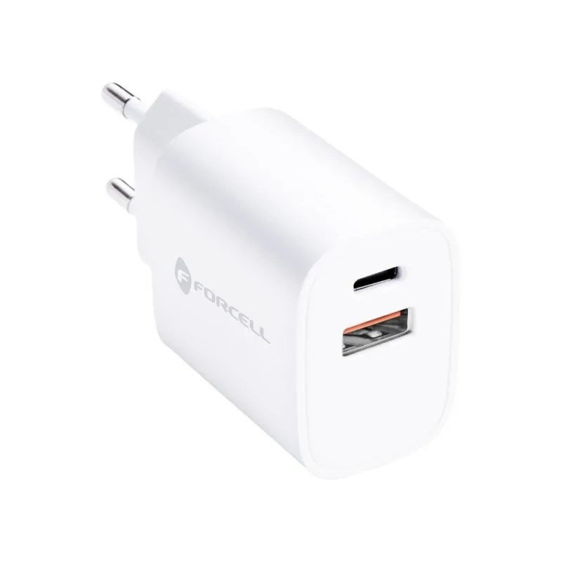 Kucni punjac (Adapter) FORCELL F-ENERGY TFK-TC35W Type C + USB A PD QC 4.0 3A 35W beli