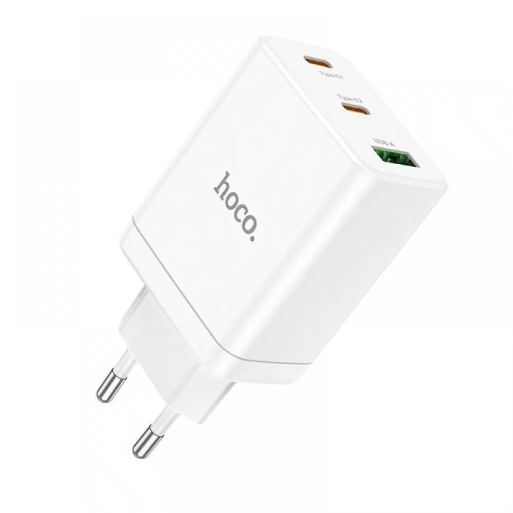 Hoco Kucni punjac adapter N33 2 x Type C + USB A PD QC3.0 3A 35W beli  