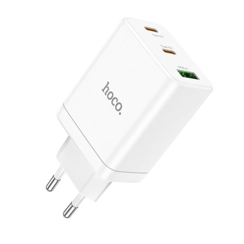 Hoco Kucni punjac adapter N33 2 x Type C + USB A PD QC3.0 3A 35W beli  