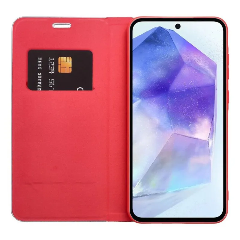 Futrola flip LUNA BOOK CARBON za Samsung A56 5G crvena