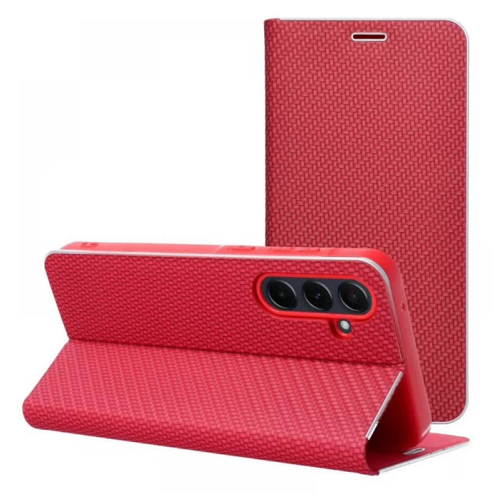 Futrola flip LUNA BOOK CARBON za Samsung A26 5G crvena