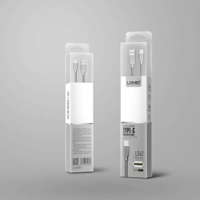 USB data kabal LDNIO LS62 Type-C (Tip-C) 1m sivi