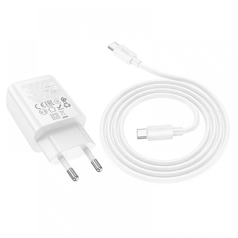 HOCO zidni punjac USB A + Type C + kabl Type C na Type C PD QC3.0 3A 30W N63 beli