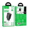 HOCO kucni punjac adapter Type C PD QC 20W N60 crni 