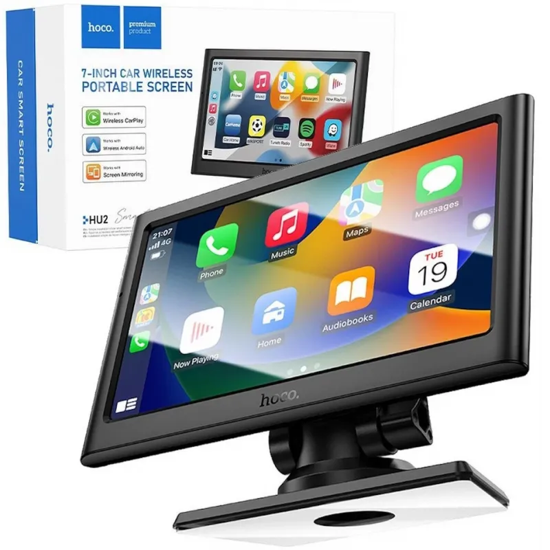 HOCO bezicni prenosni IPS auto ekran 7" HU2 crni