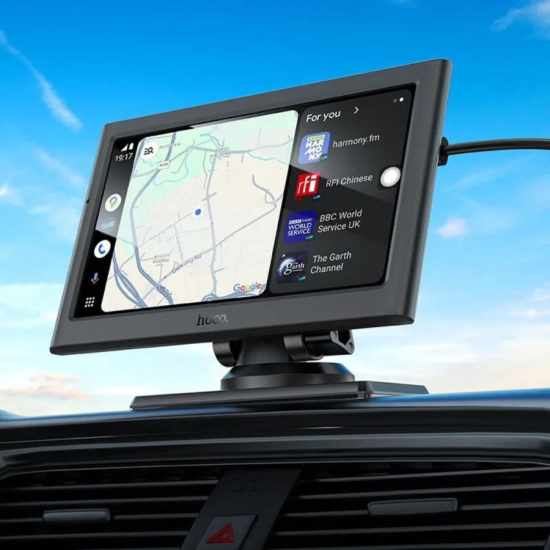 HOCO bezicni prenosni IPS auto ekran 7" HU2 crni