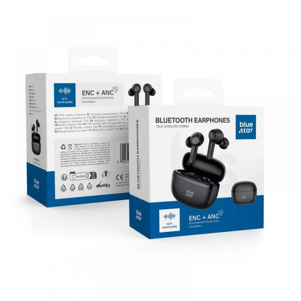 BLUE STAR bezicne bluetooth slusalice TWS ANC + ENC AC20E crne