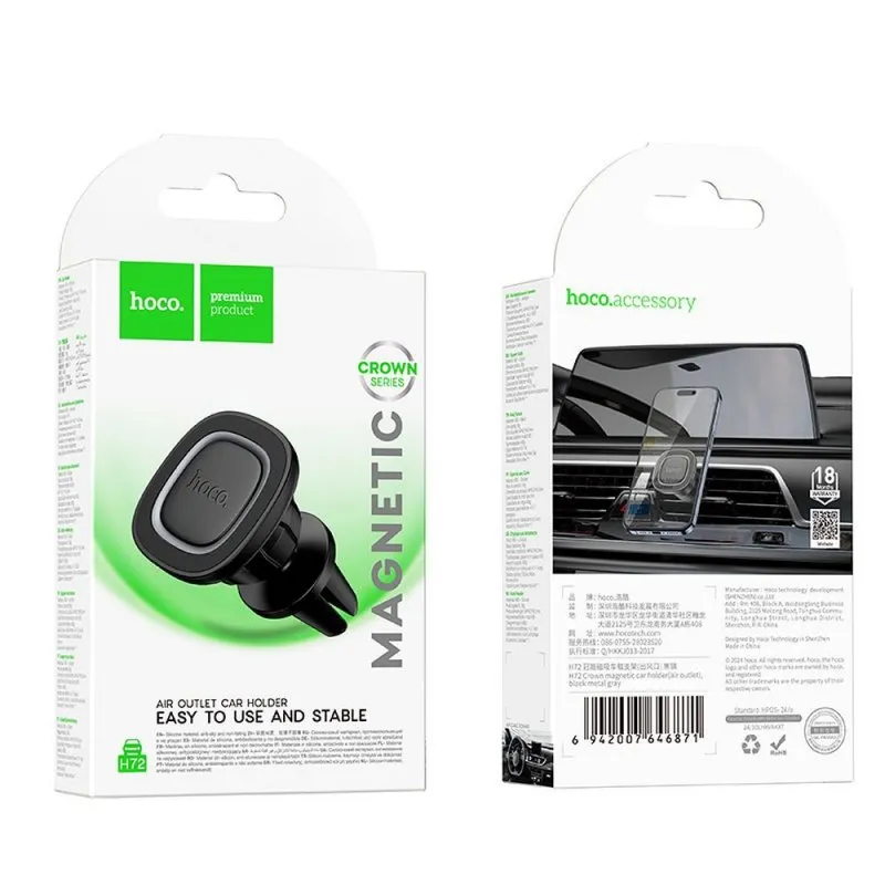 HOCO magnetni auto drzac za ventilaciju H72 crno-metalik sivi