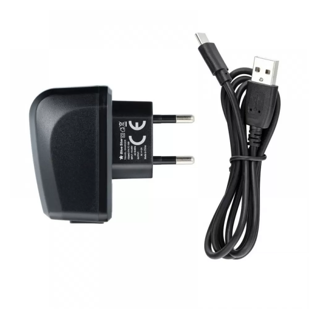 BLUE STAR LITE kucni punjac 2A 10W USB A + kabl USB A na Type C TFK-TC-1095B crni