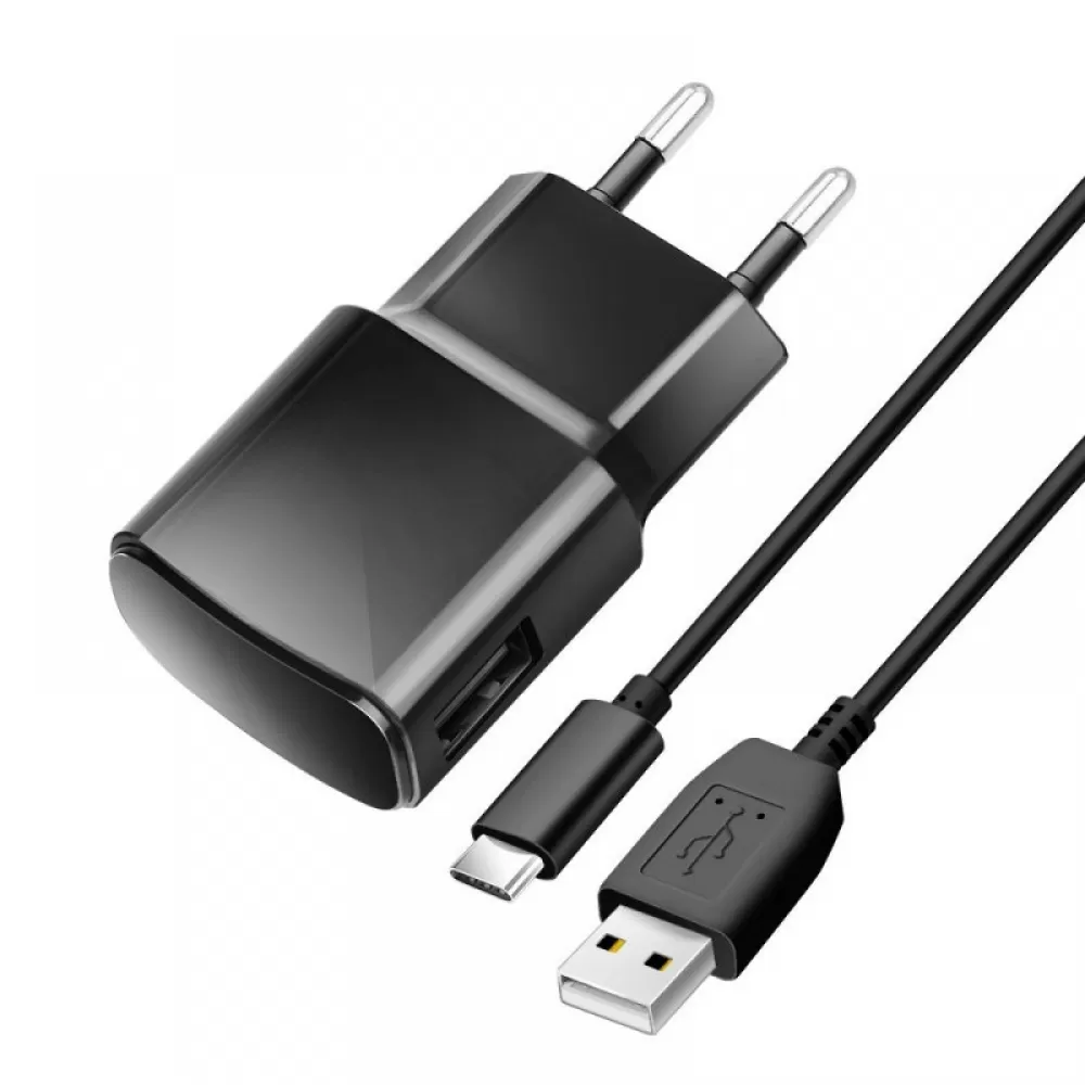Kucni punjac BLUE STAR 2A 10W USB A + kabl USB A na Type C TFK-TC-1100B crni