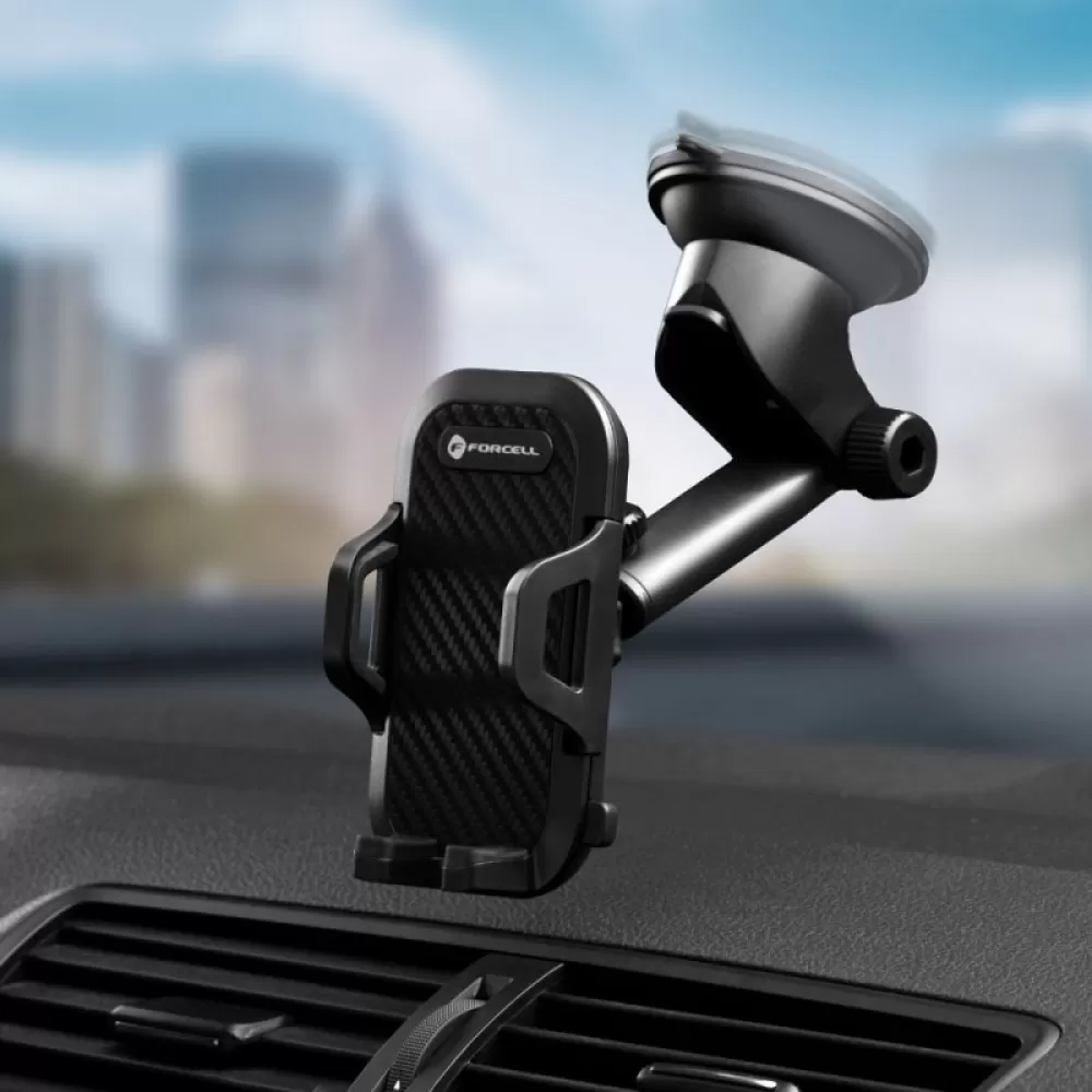 FORCELL F-GRIP Carbon Bracket regular arm auto drzac za vetrobran / tablu crni