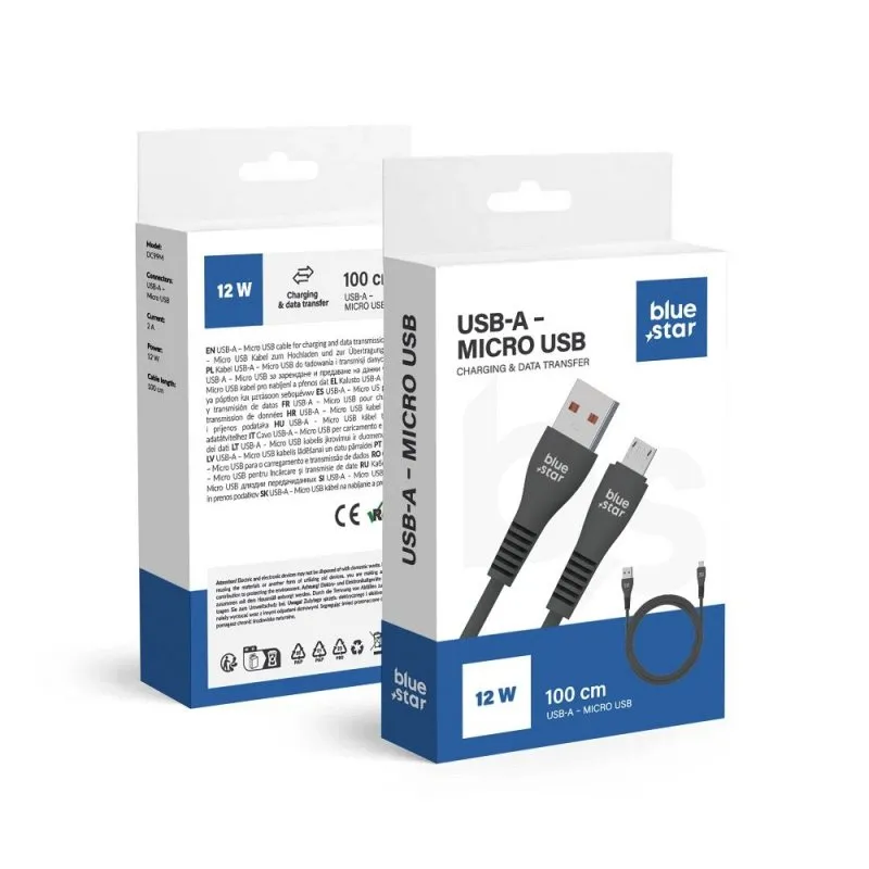 BLUE STAR kabl USB A na Micro USB 2A 12W DC99M 1 m crni