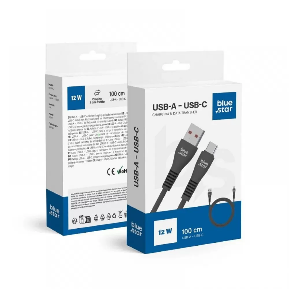BLUE STAR kabl USB A na Type C 2A 12W DC99C 1 m crni