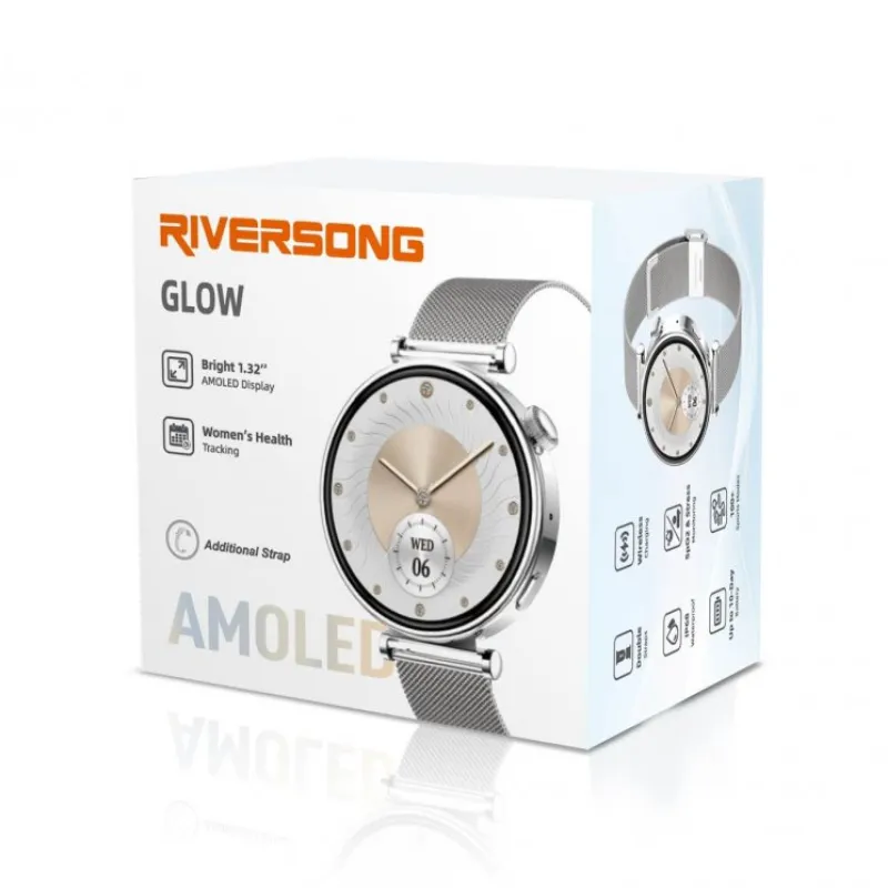 Riversong pametni sat GLOW srebrni SW906 AMOLED sa dvostrukim kaisem