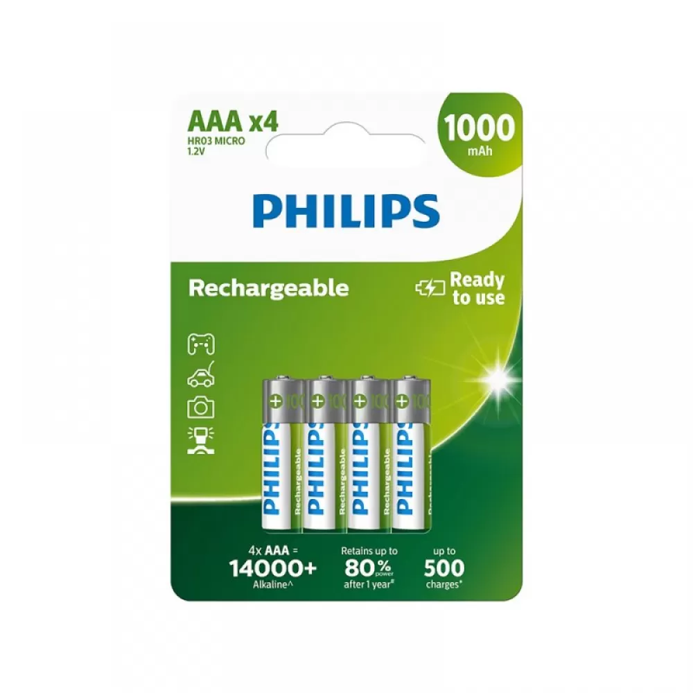 PHILIPS punjiva baterija AAA NiMH 1000mAh set od 4 kom
