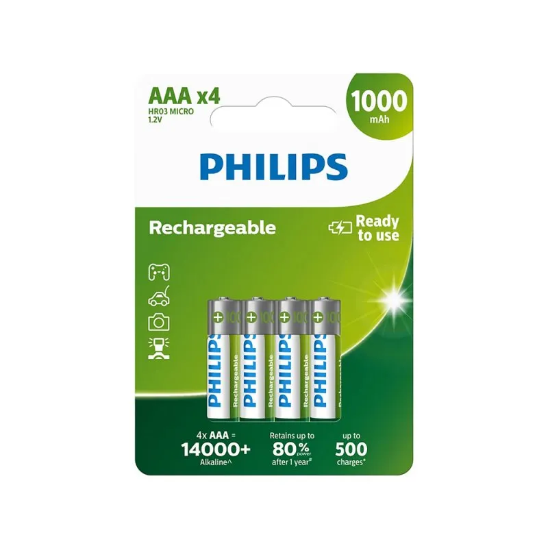 PHILIPS punjiva baterija AAA NiMH 1000mAh set od 4 kom