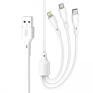 XO kabl NB230 3u1 USB - Lightning + USB-C + microUSB 1,0m 2,4A beli