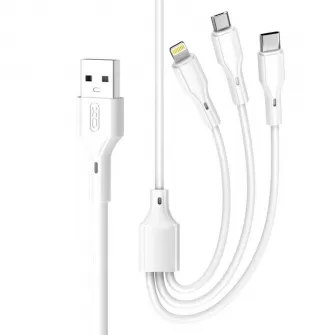 XO kabl NB230 3u1 USB - Lightning + USB-C + microUSB 1,0m 2,4A beli